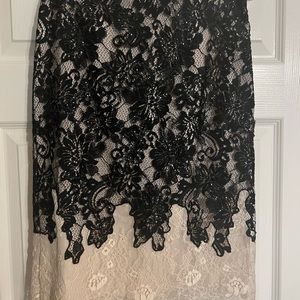 Cream/Black beaded lace pencil skirt